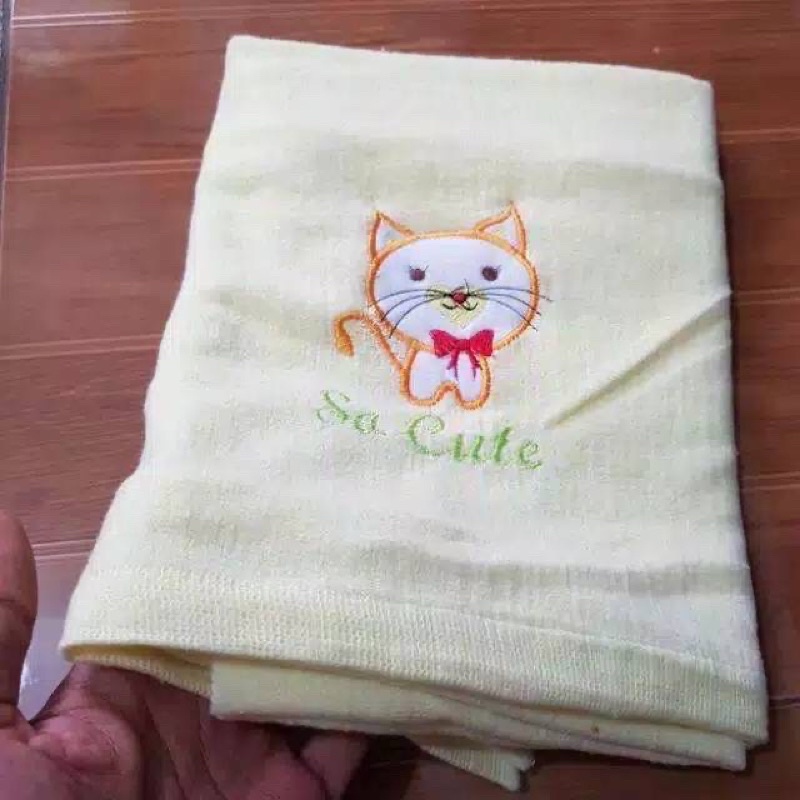 Handuk bayi ukuran 60x120 ivory bordir Terlaris termurah-Ivory bordir kuning