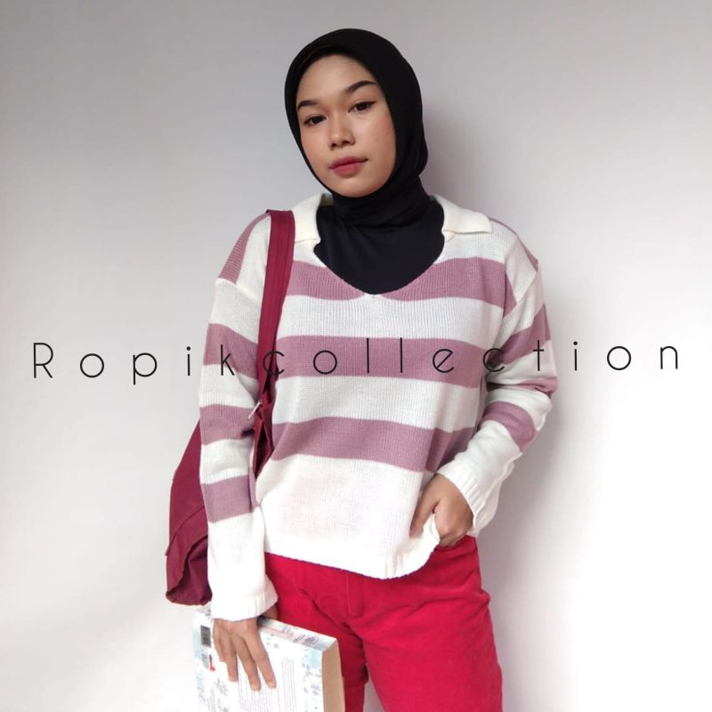 Danira Crop/Top Rajut Brandet strip