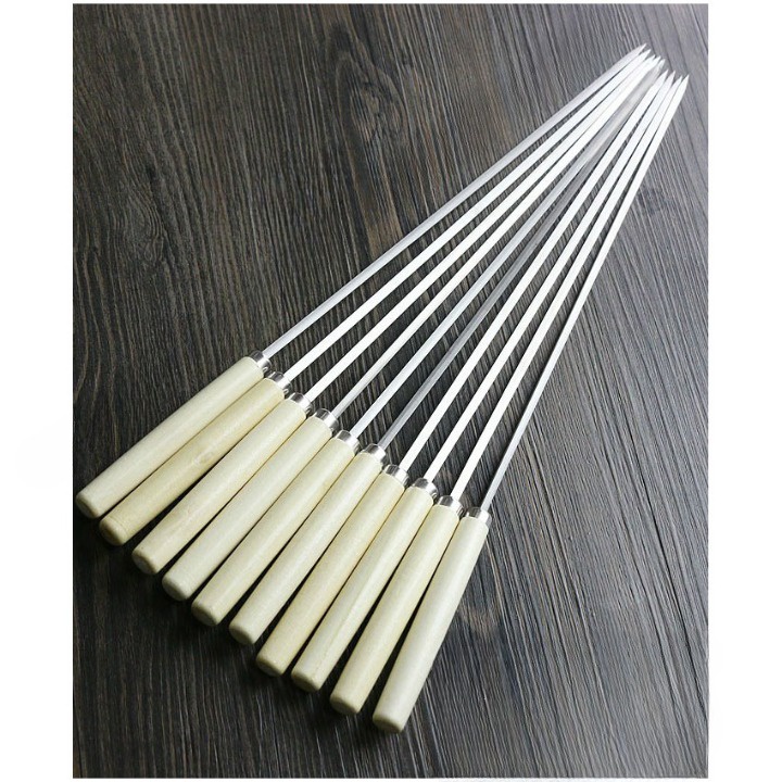 Tusuk Sate Dengan Gagang Kayu Stainless Steel Reusable 50 PCS 478