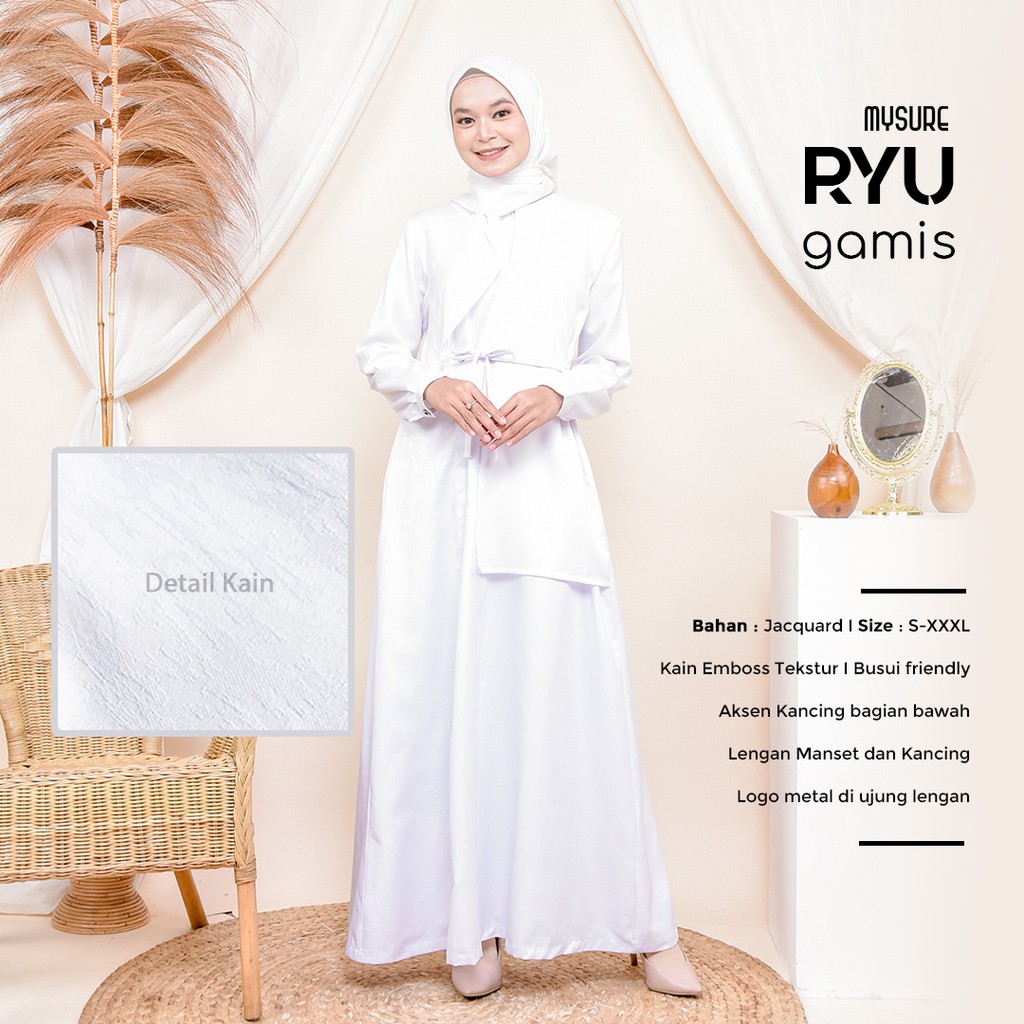 RYU GAMIS PUTIH WHITE DRESS By MYSURE TERBARU DRESS GAMIS WARNA WHITE PUTIH