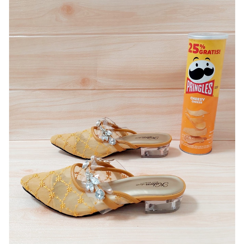 SANDALBAPAO TERBARU BUSTONG PERMATA 031 YD SANDAL WEDGES WANITA /SANDAL PESTA /SANDAL WANITA/SANDAL HAK KACA 3cm/SANDAL MEWAH