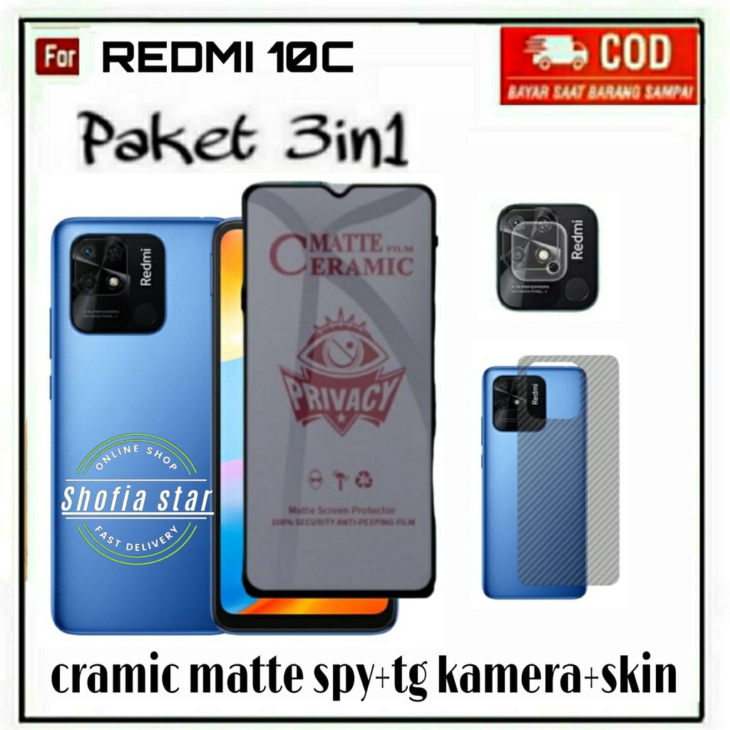 3IN1 MATTE PRIVACY REDMI 10C 10A 9C ANTISPY CRAMIC NANO SHIELD