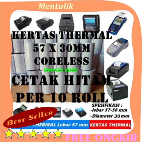 

Kertas thermal 57x30mm Kertas Struk 57x30 mm printer bluetooth polos struk 57 X 30 per 10 Roll