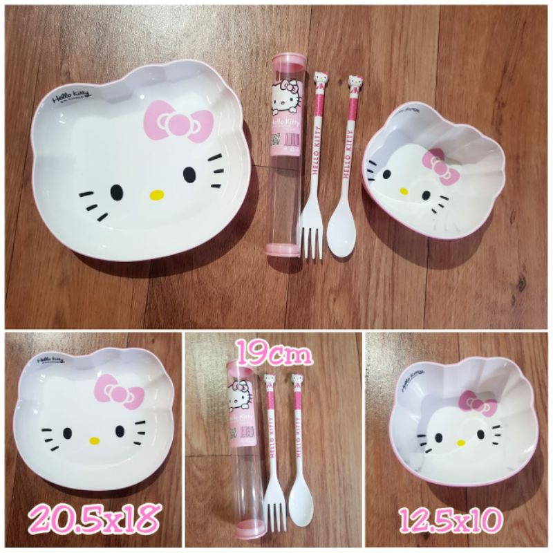 Set alat makan melamin motif hello kitty