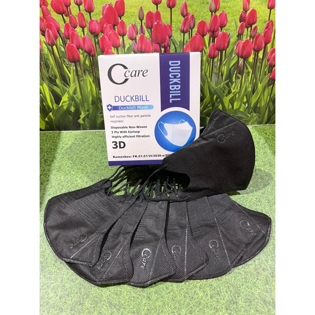 Masker Duckbill Hitam - masker duckbill hitam garis 1 PCS - masker duckbill Model Sensi