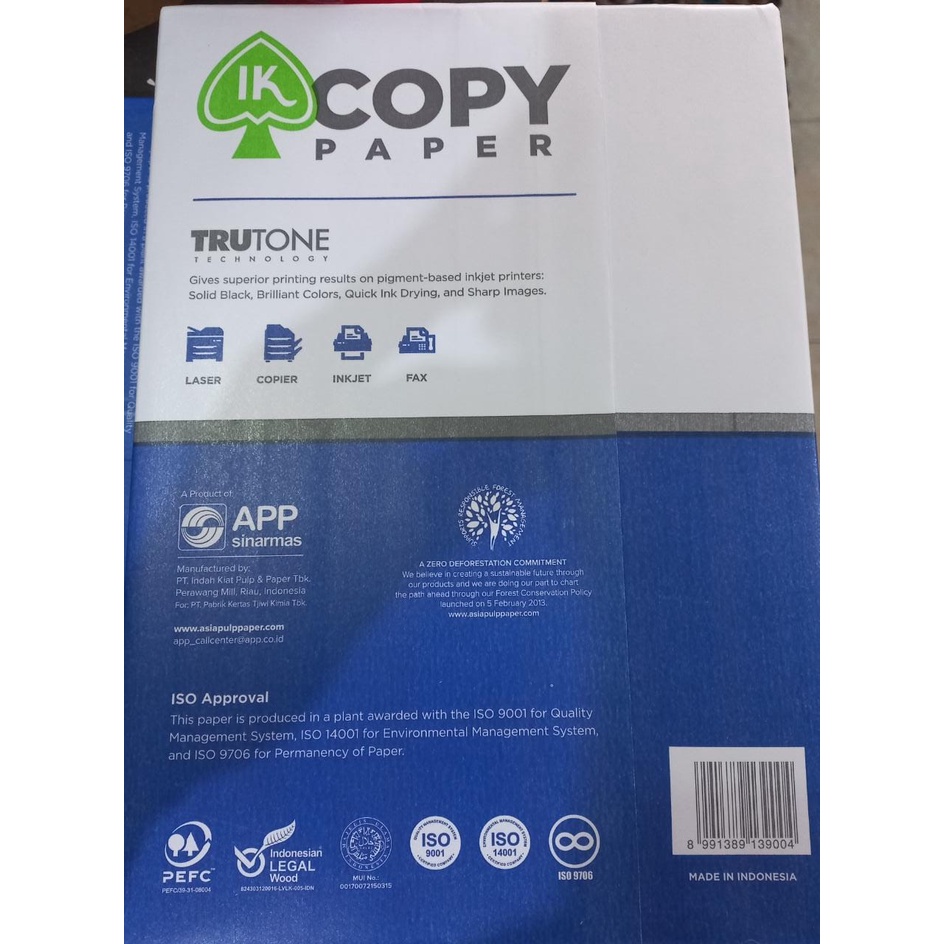 

RK Kertas A4 70 gsm IK Copy Paper / Kertas A4 210 X 297 mm 70 gsm / Kertas Print / per 1 ream