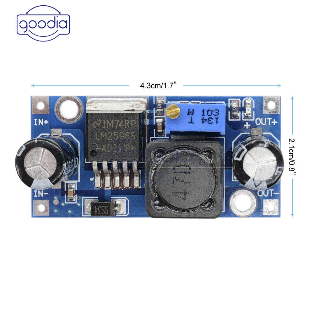 Modul Konverter Buck Step Down Dc-Dc 1.23v-30v Lm2596 Output Sumber Daya Listrik