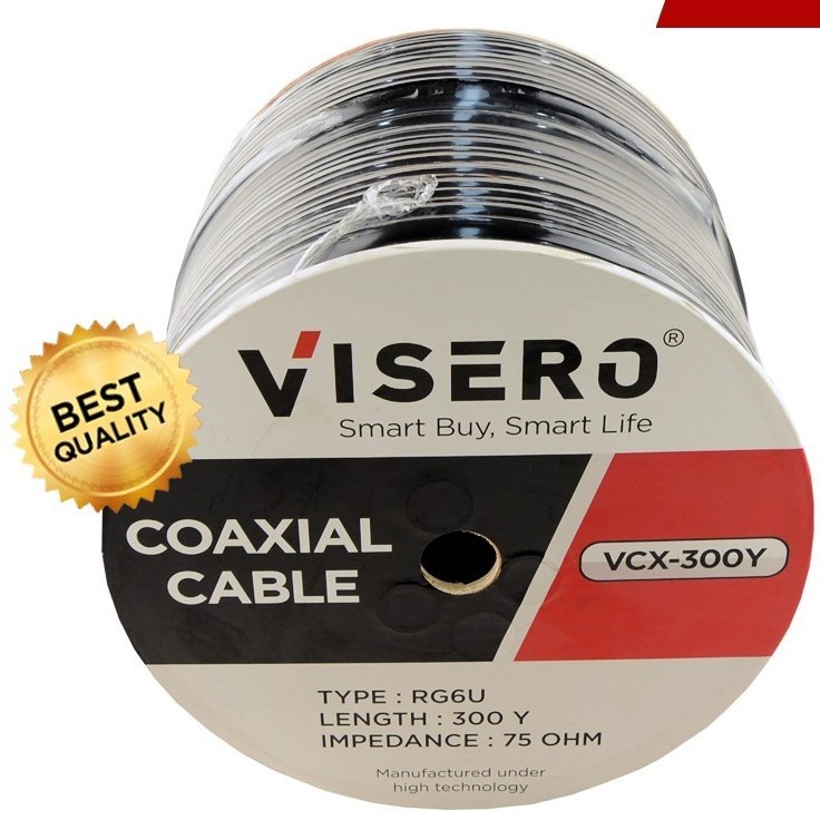 Kabel Coaxial RG6U 300 Yard / 270 Meter Merk VISERO TERBAIK