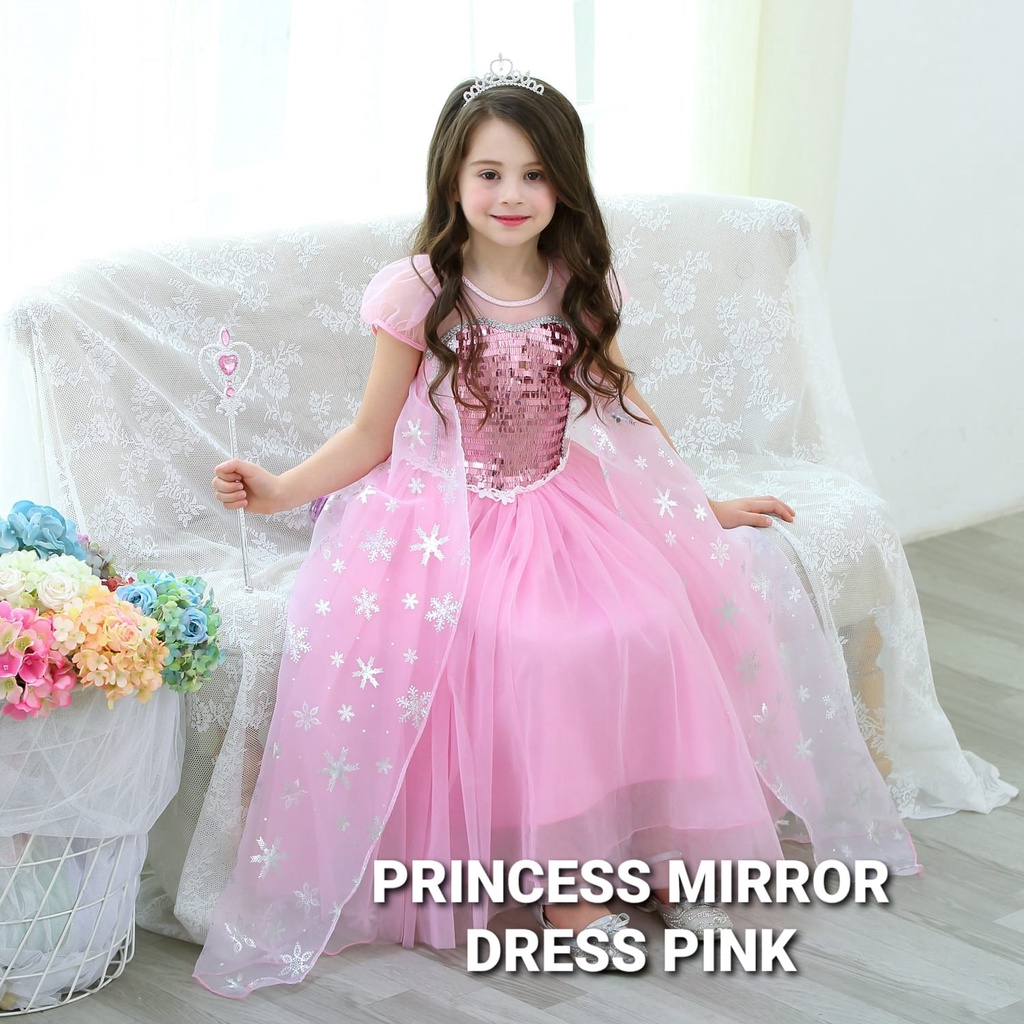 DRESS PRINCESS ELSA FROZEN SPARKLE / GAUN PESTA ANAK PEREMPUAN IMPORT BAGUS