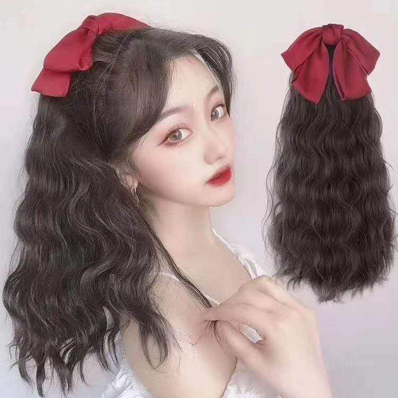 PBW PBC ponytail hair extension pita bow wavy curly kunciran ikat ekor