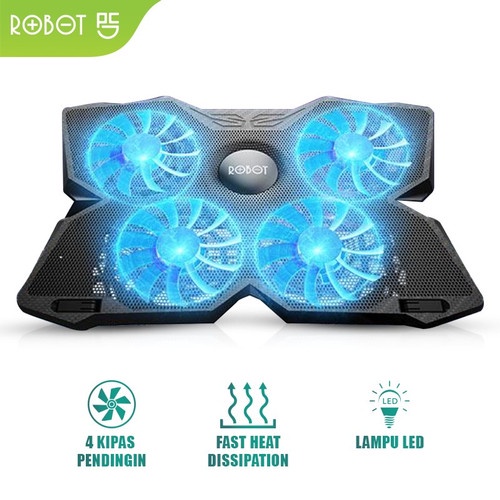 ROBOT RT-LCS02 COOLINGPAD KIPAS PENDINGIN LAPTOP LED 4 KIPAS