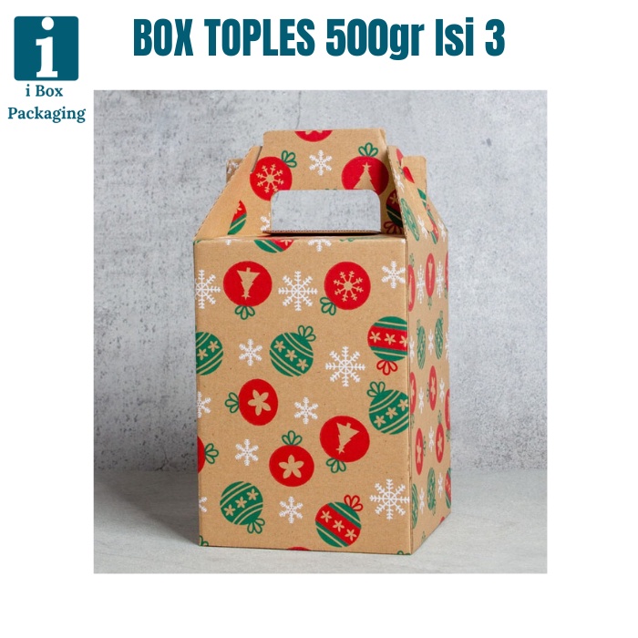 

[ 10 Pcs ] Kardus Box Jinjing Toples 500gr Isi 3 Dus Natal Tenteng Kue Kering Packaging Hampers Parsel Christmas 14x14x20cm