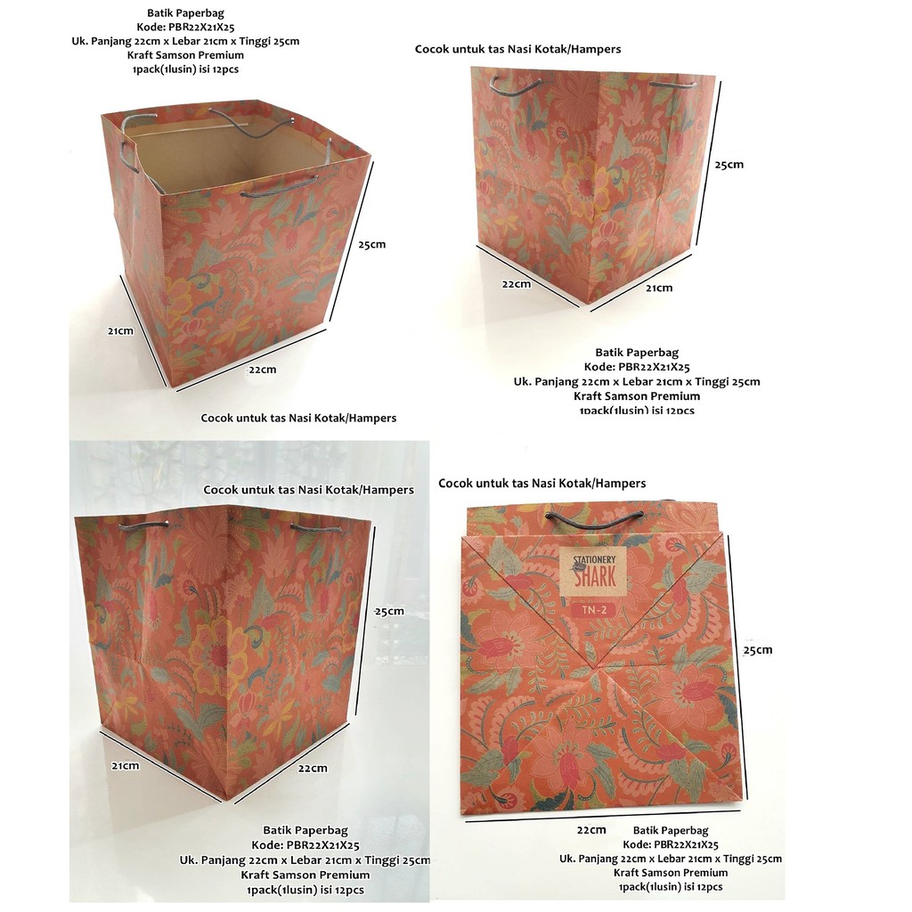 

Paperbag Tas Kertas Dus Nasi Bento Dos Mix motif pack Goodie Bag Batik