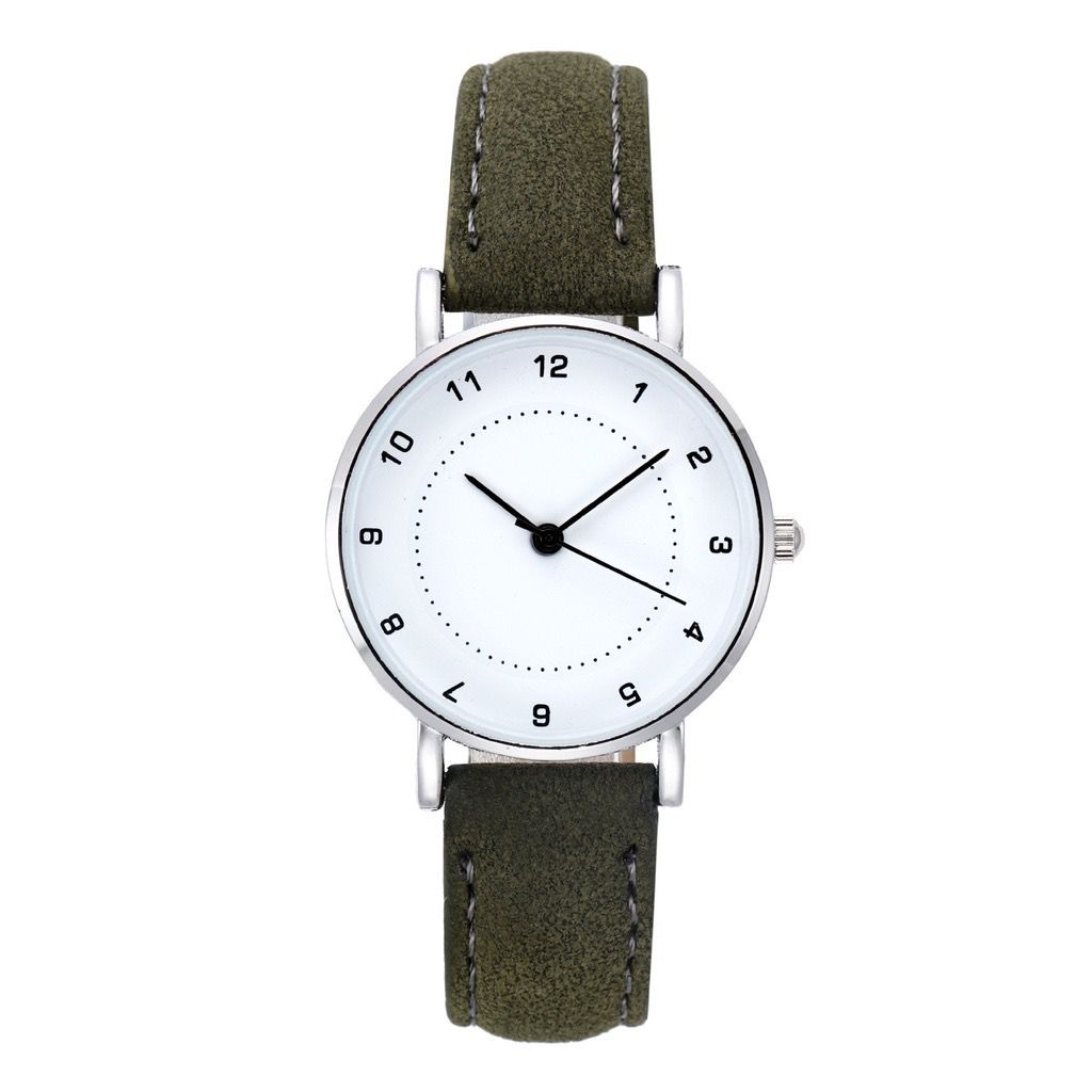 PA Jam Tangan Quartz Strap Rubber PU Analog Casual Gaya Retro Wanita Bulat Angka Watch Korean Fashion Balok RM051