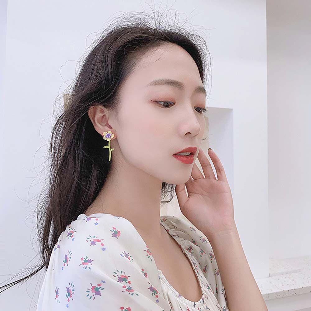 Anting Stud Desain Bunga Warna-Warni Permen Gaya Korea Untuk Wanita