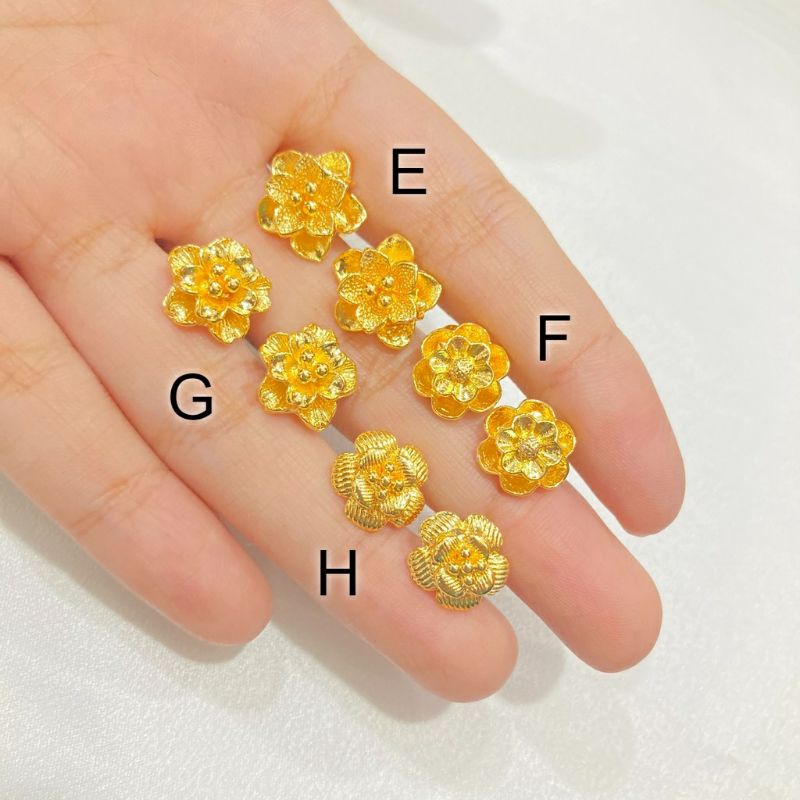 anting giwang / giwang bunga / giwang warna gold 24k