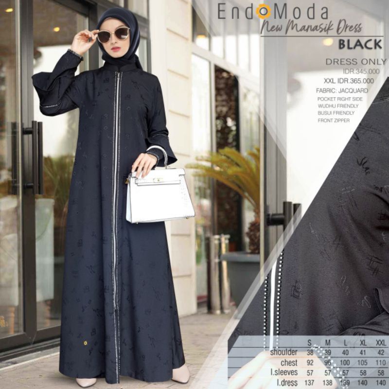 gamis endomoda new manasik / dress only /gamis bahan jacquard
