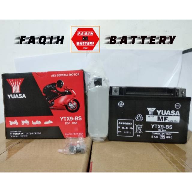 Jual Aki Motor Kawasaki Ninja 250R Fi, Kawasaki Ninja ZX6R YUASA YTX9