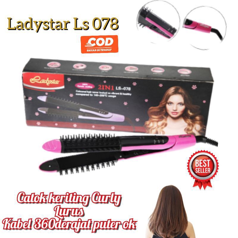 Catok Sisir Pelurus Rambut Blow 2in1 Import Ladystar Ls078 Terbaik Murah