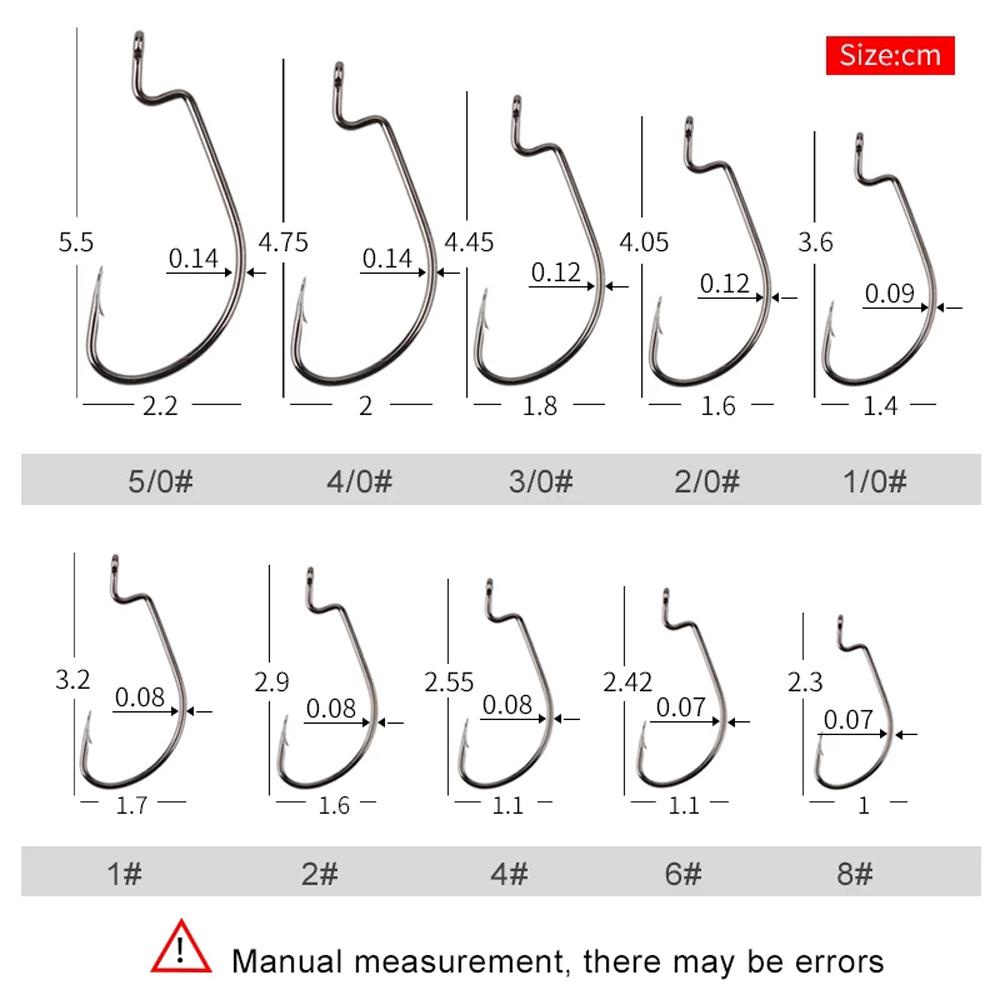 Lanfy Pancing Soft Worm Hooks Fishing Tackle Alat Pancing Bahan Baja Karbon Tinggi6#-5 /0 50pcs/lot Fishhooks