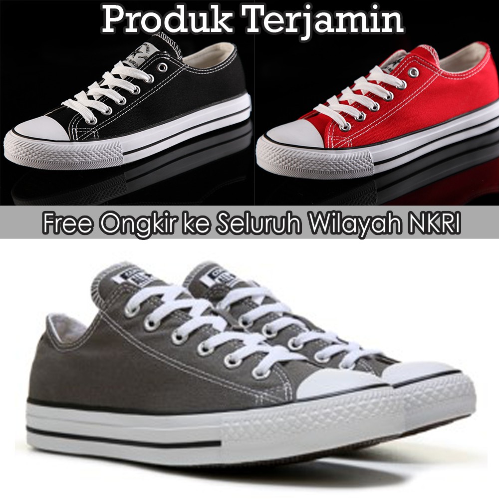  Sepatu  Pria Wanita All  Star  Converse Warna  Abu Hitam 1 