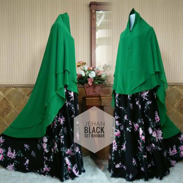 GAMIS SYARI busui wolfis monalisa jehan black berfuring set hijab