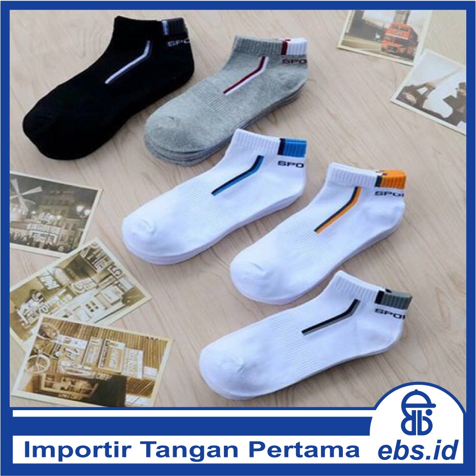 𝗘𝗕𝗦 ✅ KK007 Kaos Kaki (Tanpa Kemasan) Pria Tipis Pendek Semata Kaki Motif Garis Olahraga Fashion Korea Sock Import Murah