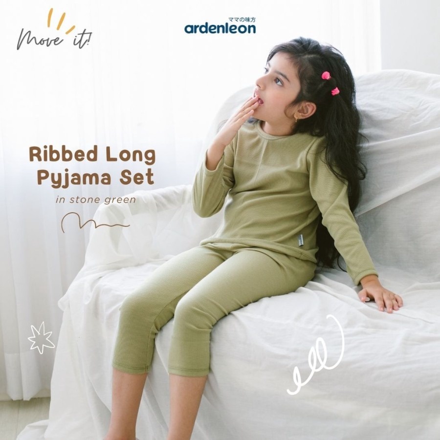 ARDENLEON Ribbed Long Pyjama Set SIZE BESAR