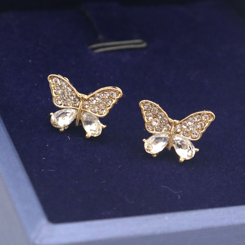 BUTTERFLY Anting Tusuk Rumbai Panjang Sterling Silver 925 Desain Kupu-Kupu Hias Zircon Untuk Wanita