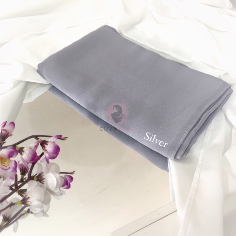 50+WARNA PASHMINA MALAY CERUTYBABYDOLL 180 X 75 Cm [PART 1] TERLARIS MURAH || CUYASHOP CUYAHIJAB SBY-Silver