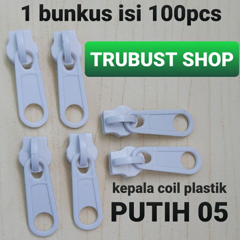 kepala resleting tas sleting plastik 05 putih