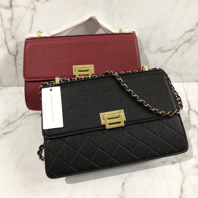 Tas Charles & Keith Quilted Paddle Pushlock Bag Original