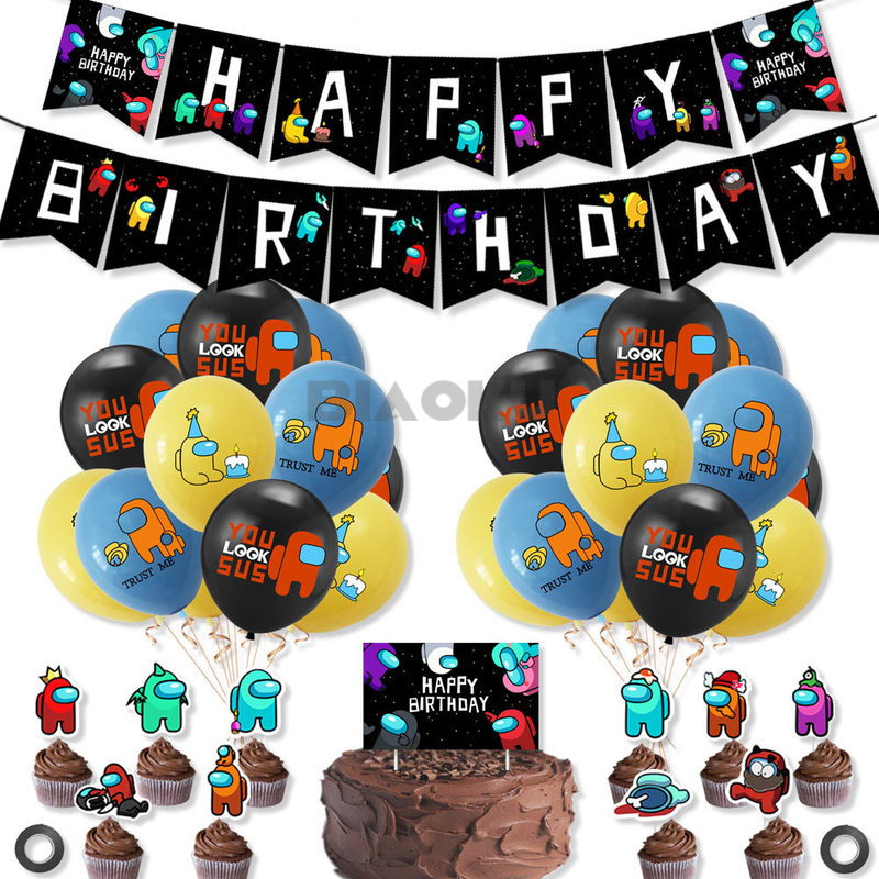 39pcs Balon Cake Topper Tema Among Us Untuk Dekorasi Pesta Ulang Tahun Shopee Indonesia