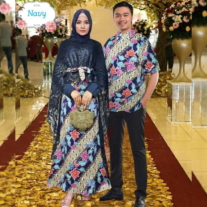 couple hadijah navy xL baju kebaya pesta modern sarimbit pasangan TM