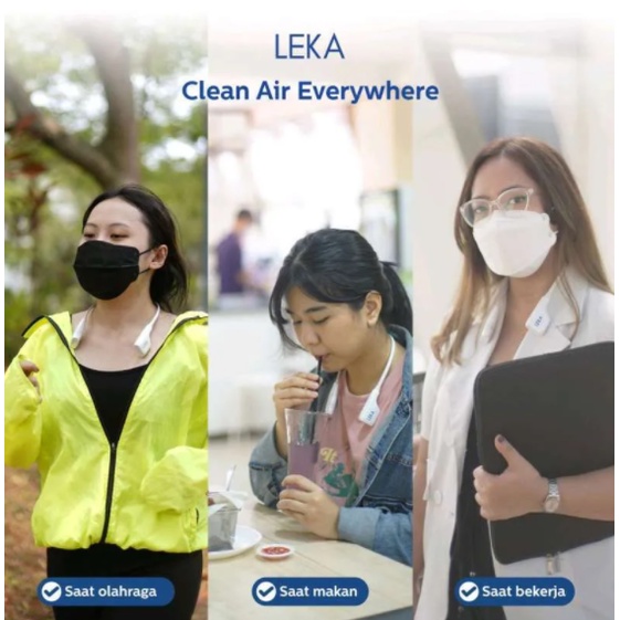 LEKA AP7216 Personal Neckband Ionizer Air Purifier Portable UV Battery