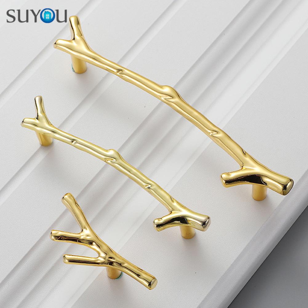 Suyou Handle / Tarikan Pintu Lemari / Laci Bentuk Ranting Pohon Bahan Zinc Alloy