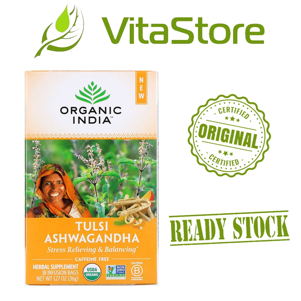 Tulsi Tea, Ashwagandha, Organic India, 18 Infusion Bags, 1.27 oz(36 g)