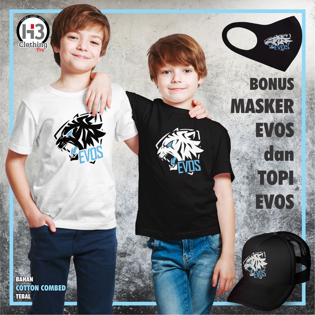 Kaos Evos Anak Bonus Topi dan Masker