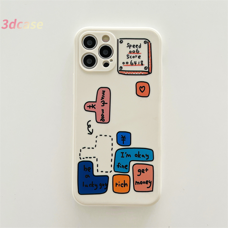 Casing Soft Case Compatible For IPhone 11 12 13 PRO MAX 13 mini 6 7 6S 8 Plus X XR XSMAX Se 2020 6SPlus 7Plus 6Plus 8Plus XS A16 A15 A7 A5S Y20 Y12 Tetris Game Glossy Camera Lens Protector Cover