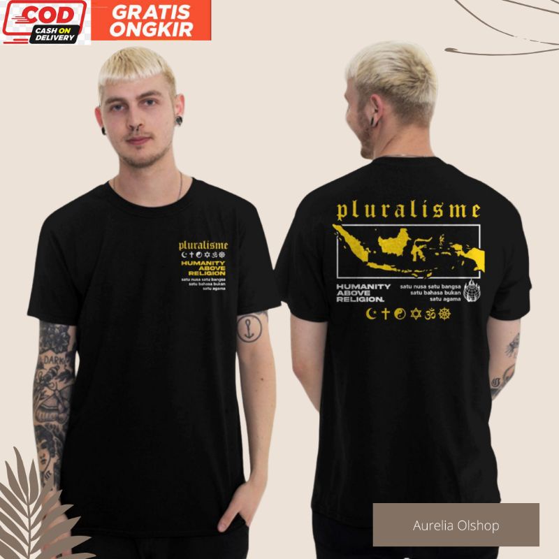 Baju Kaos Pria Tangan Pendek Pluralisme Toleransi Beragama Humanity Murah Original