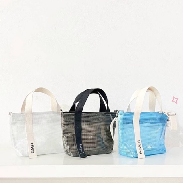 MINI NETO BAG - PVC JARING ( FREE CUSTOM NAMA ) TOTE BAG / HAND BAG / TAS WANITA / TAS MIKA / TAS JELLY KOREA / TAS KONSER