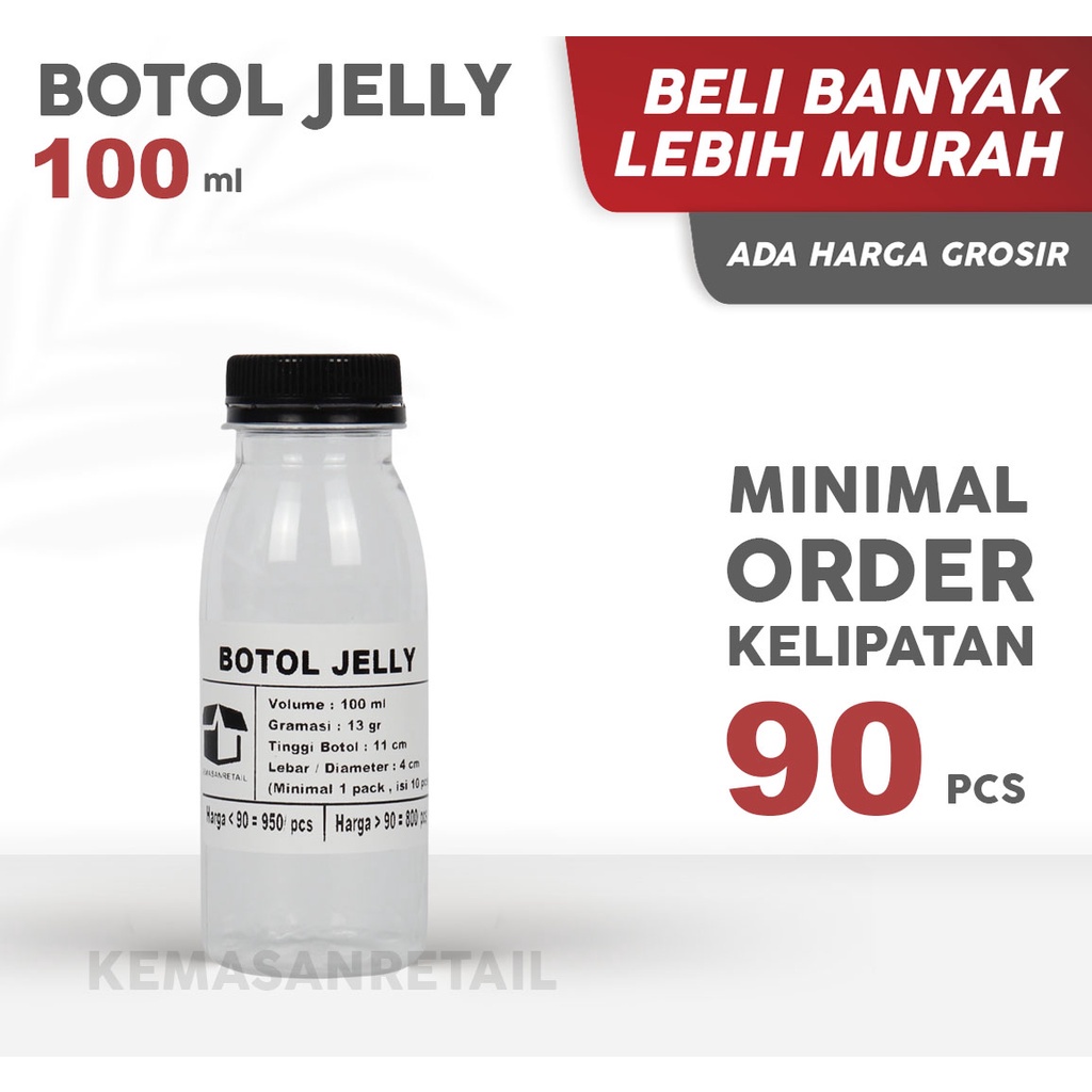 Botol Jelly Tutup Hitam (13g) - Botol Plastik Jelly - Botol Minuman Plastik