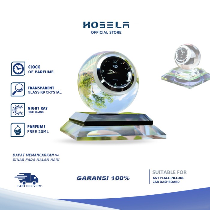 Car Parfume Air Freshner Parfum Mobil Pajangan Dashboard Jam Premium - Crystal Black