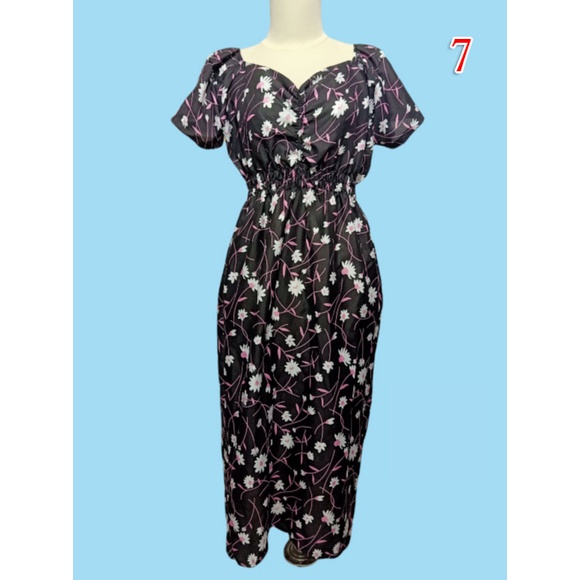 Long dress wanita panjang lengan pendek aneka motif 863