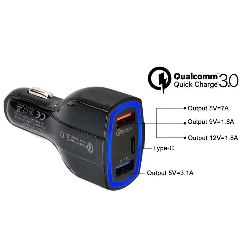 cas mobil type c 2 port USB 7A car charger suport fast charging Qualcomm quick charge 3.0 output 12volt