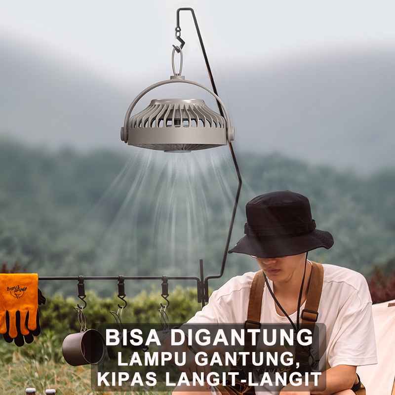 CORN Kipas Angin Portabel Stand Fan Gantung Portable Dengan Lampu 360° Kendali Jarak Jauh Table Fans Berdiri Home Berkemah