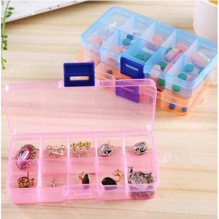 Storage Box Case 10 Sekat / Tempat Kotak Penyimpanan Perhiasan / Manik-Manik / Baut Mur / Aquabeads