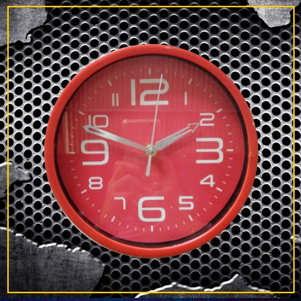 Jam Dinding Tempel Wall Clock Polos Warna Murah 2001 (MERAH)