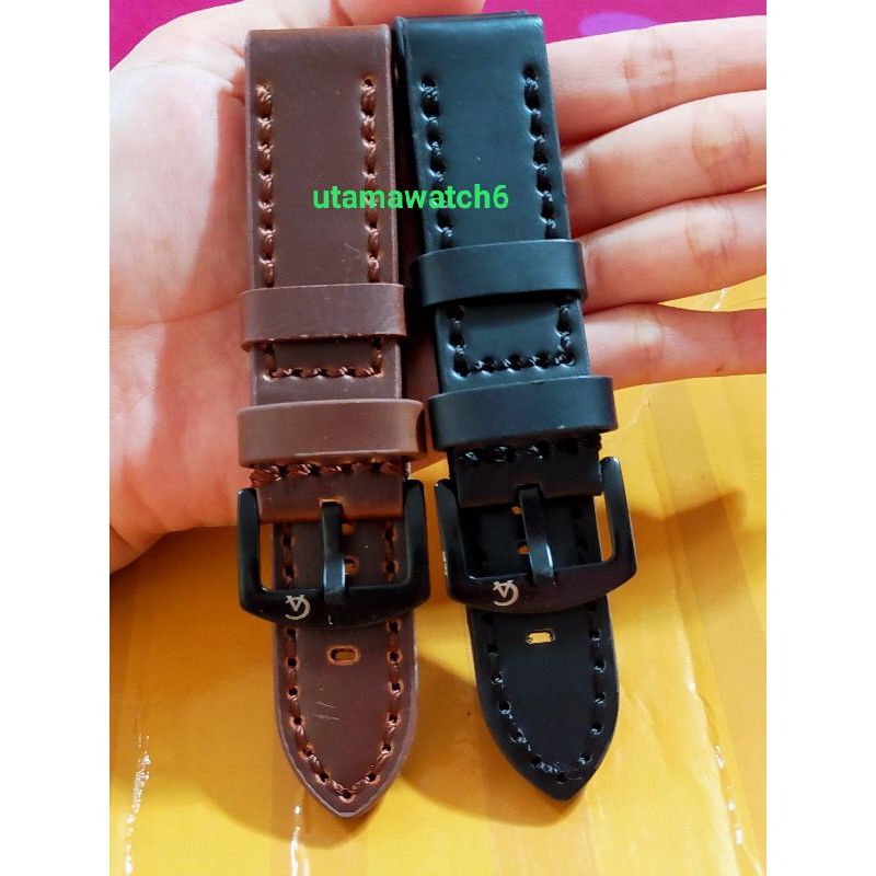 Strap Tali Jam Tangan Alexander Christie kulit 22 &amp; 24mm hitam coklat free pen