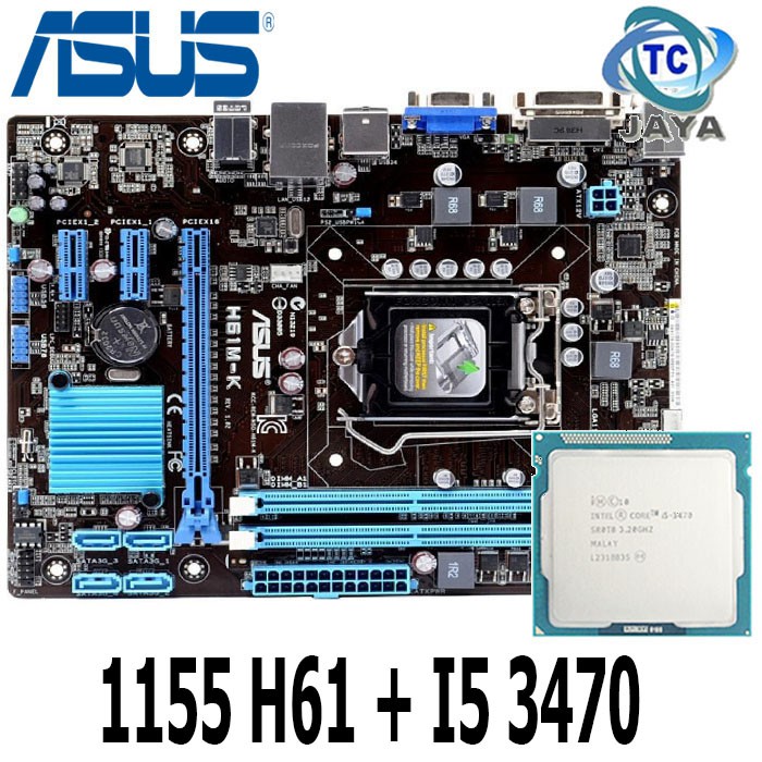 Motherboard LGA 1155 H61 Asus + Processor Core I5 3470